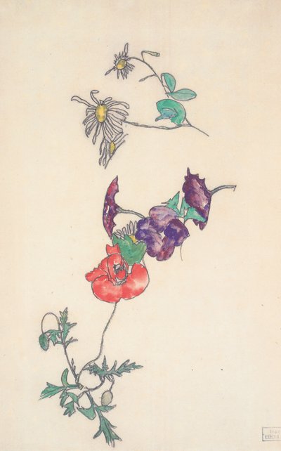 Daisies, Bindweed, and Poppies by Egon Schiele